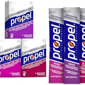 Propel Electrolyte Enhanced Water Drink Mix Powder Packets, Grape Variety Pack, Zero Calorie & Zero Sugar Hydration with Electrolytes and Vitamins C & E (30 Packets)